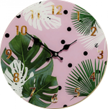 Glaswanduhr mit Palmenmotiv